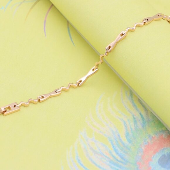 "Wavy Link Rose Gold Bracelet in High-Polish Finish, XPBL0882 - Picture 6 of 12